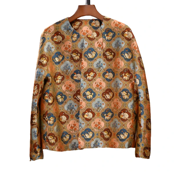 【菲妃】国风中式秋冬新款瑞宠呈祥纹桑蚕丝唐锦外套