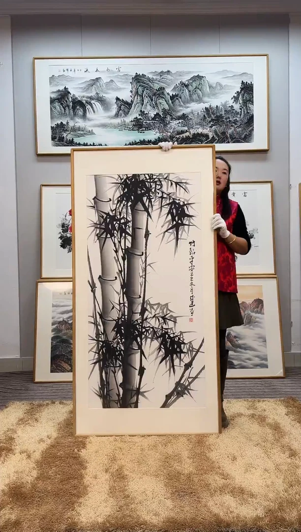 国画手绘竹子162*82尺寸