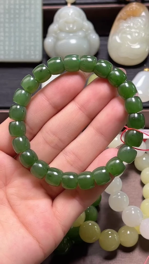 未镶嵌手串和田玉卡9俄料碧玉 极限弧9011666