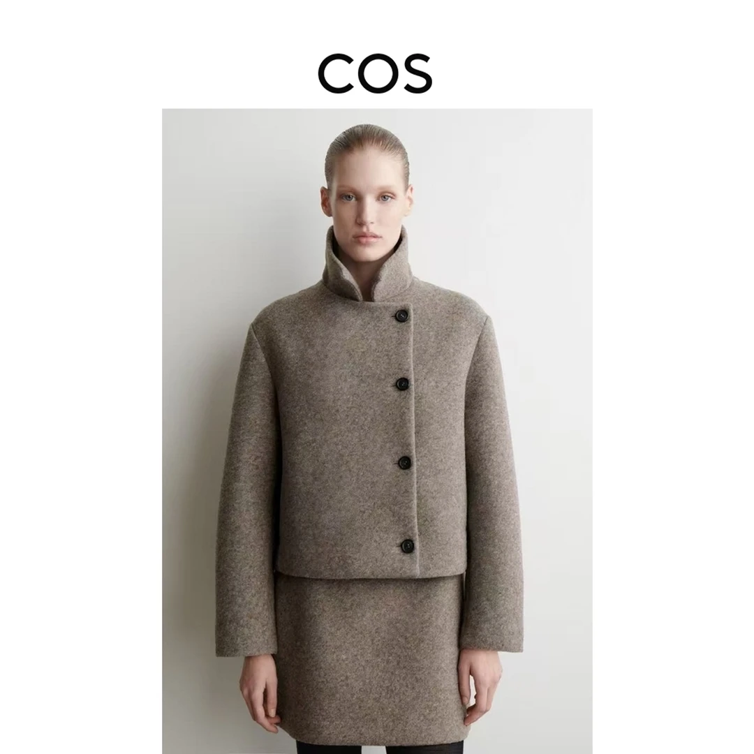 COS女装 标准版型短款翻领外套米色2025秋季新品1308257002