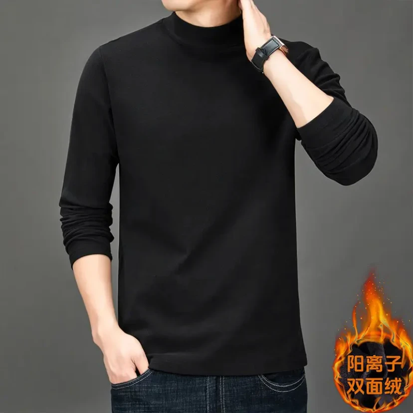 A【一件过冬】秋冬品质男装双面德绒打底衫男士长袖爆款内搭保暖