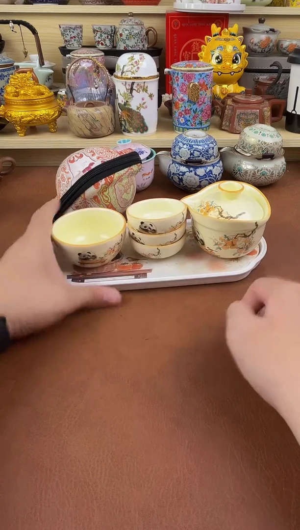 陶瓷茶具摆件旅行套组