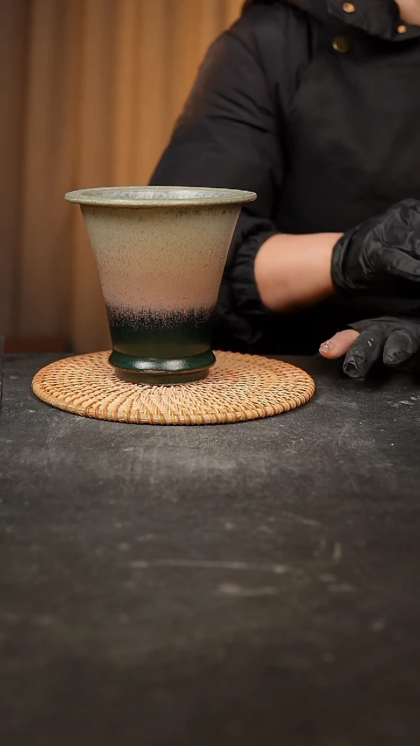 【闪购商品】瓷片泥泥手工花盆口11高13