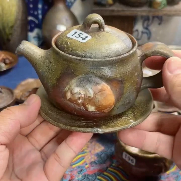 后手壶加杯垫日式备前烧茶具茶器茶周边