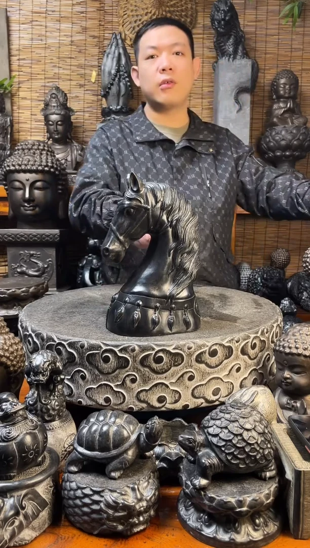 石材30马头天然青石雕刻