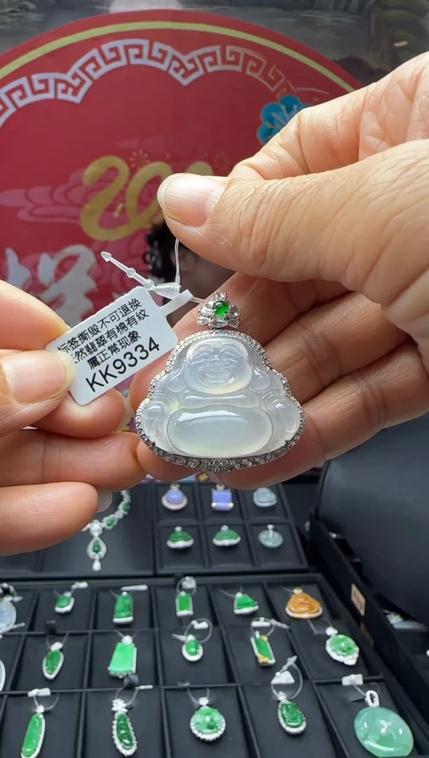 【闪购商品】翡翠颈饰18K金镶嵌KK9334佛公 退货扣运营费100