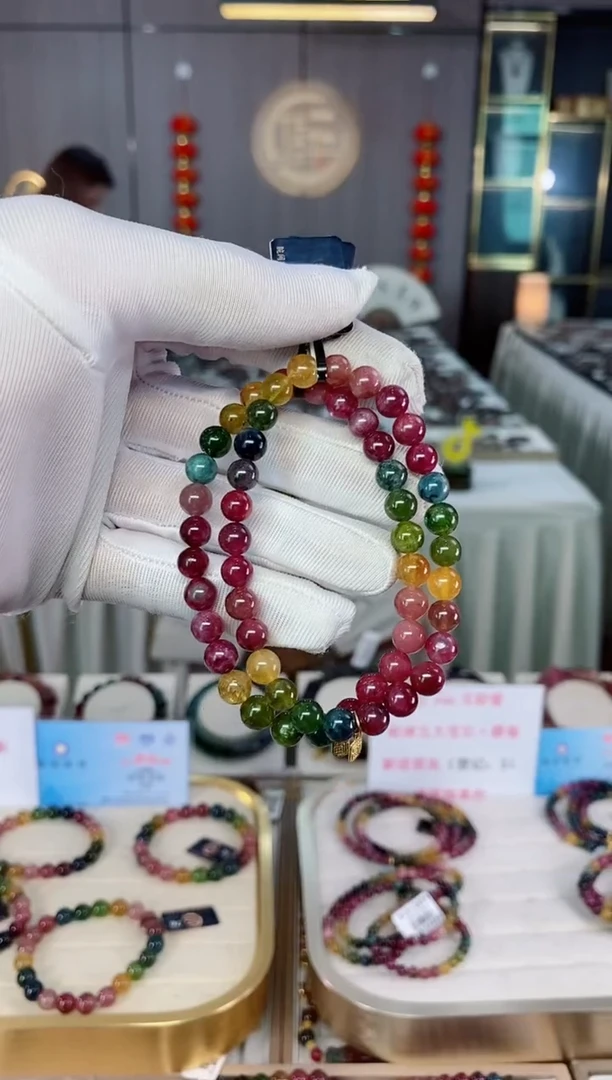 老矿碧玺单圈手串6mm+未镶嵌碧玺（多样性发一条）xion