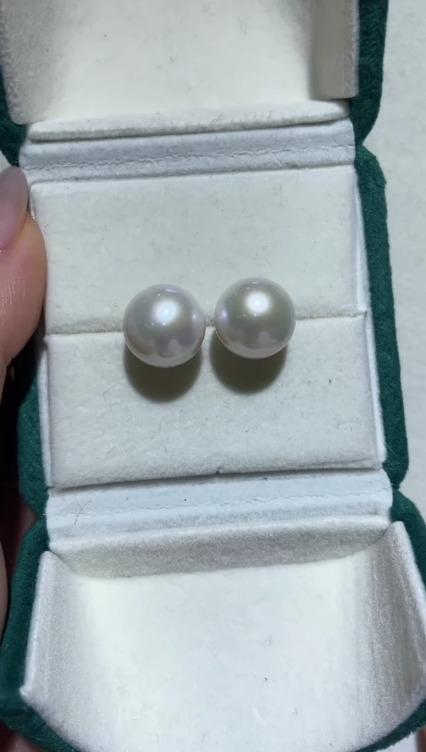 【闪购商品】淡水珍珠耳钉银S925镶嵌13-14淡水耳钉