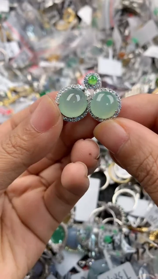 银S925镶嵌戒指翡翠2222----4