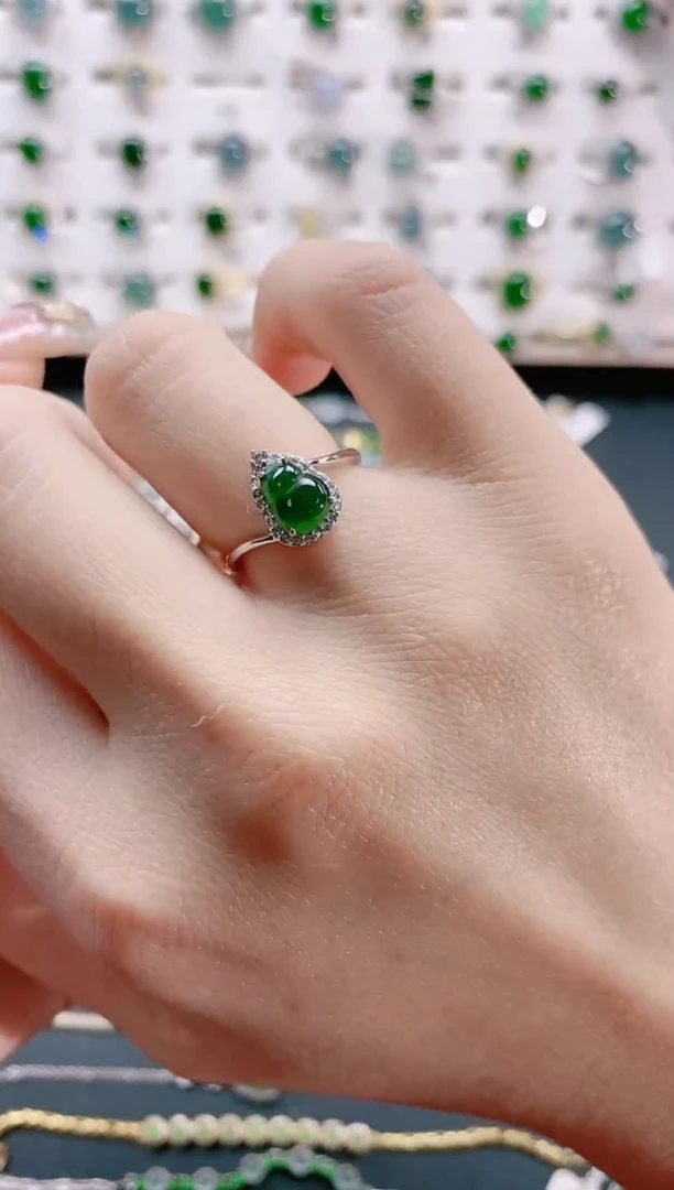 【闪购商品】翡翠戒指银S925镶嵌天然翡翠
