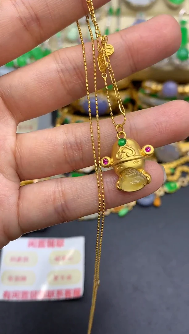颈饰18K金镶嵌翡翠402-中国好珍宝