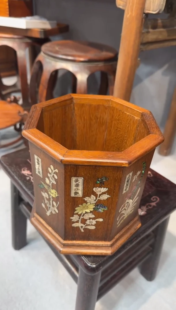 木花梨 八角大笔筒