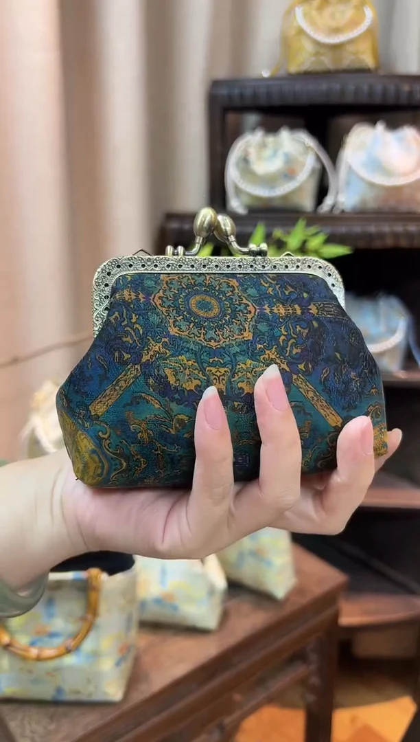 桑蚕丝香云纱八达晕零钱包卡包