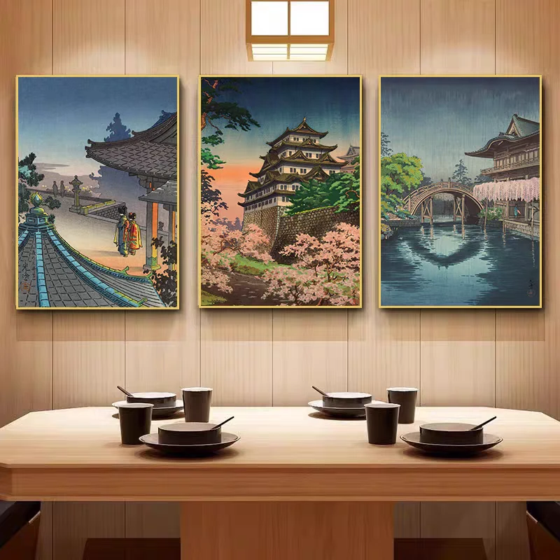 日式装饰画玄关原木风壁画浮世绘风景挂画和风居酒屋卧室日系壁画