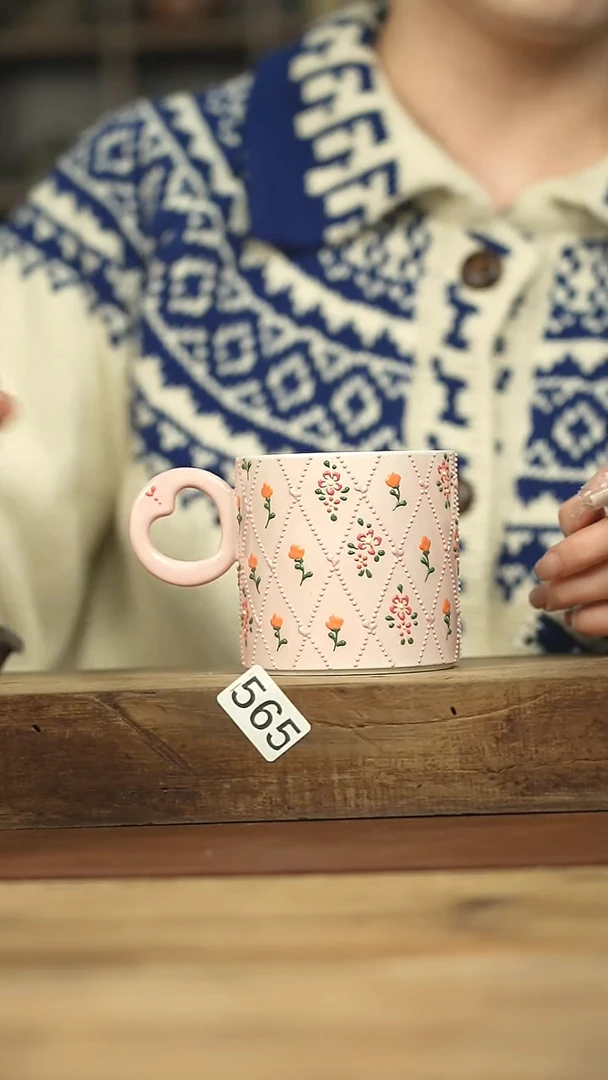 设计师手作款 喜喜手绘咖啡杯