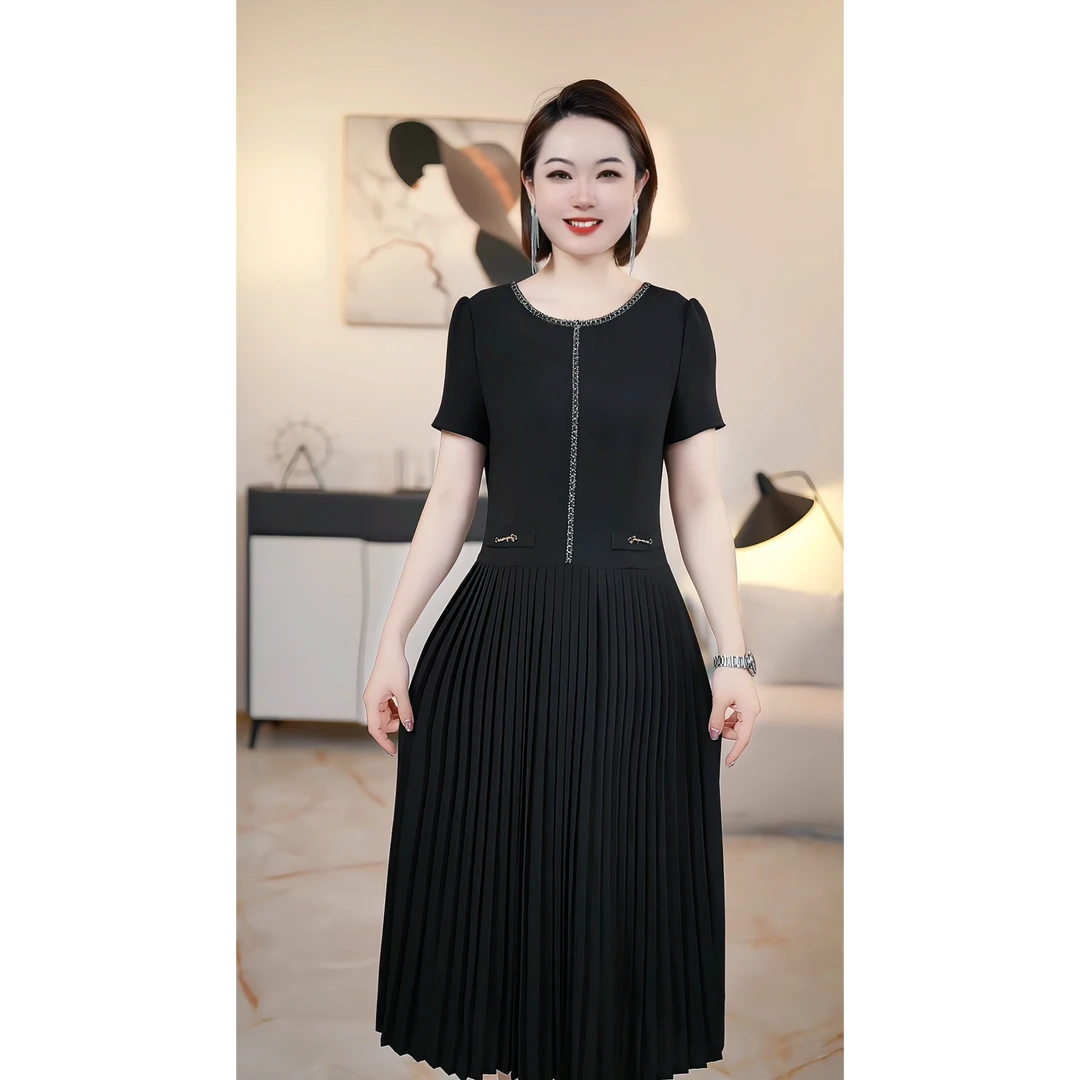 【深圳薇姐清仓】A气质高端大码显瘦连衣裙 A8956