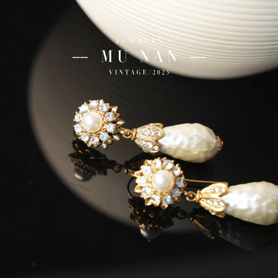 铜合金仿珍珠耳饰 【Y542238】珍珠气质复古耳饰