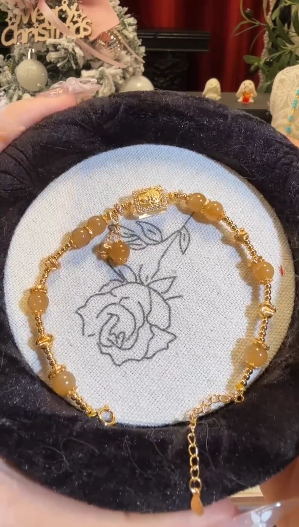 银S925镶嵌手链和田玉（糖玉）黄金糖手链