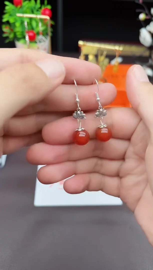 玛瑙/玉髓耳饰银S925镶嵌718000