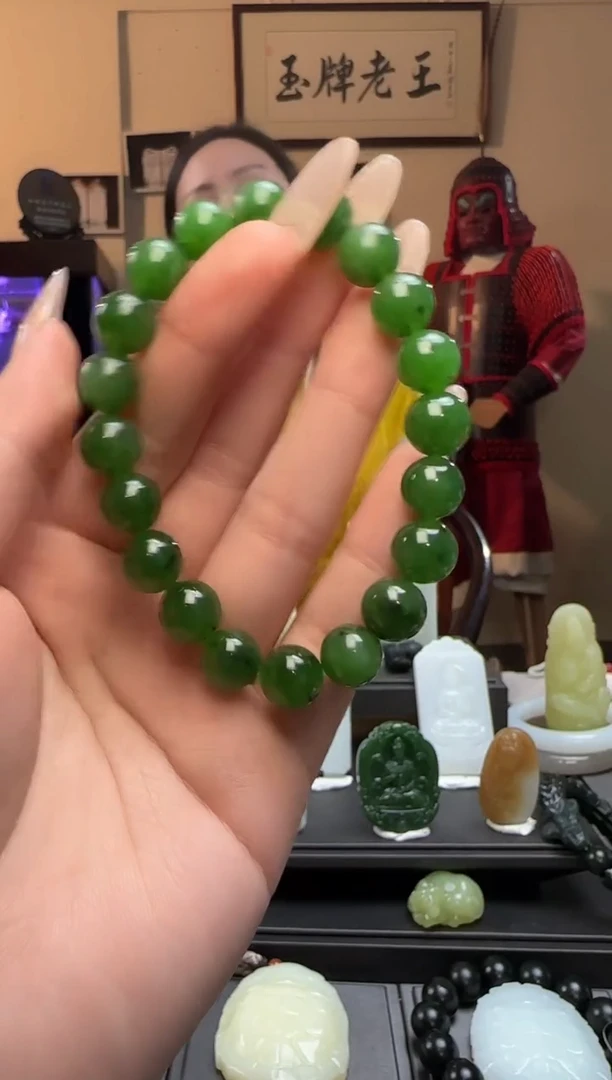 【闪购商品】和田玉碧玉圆珠未镶嵌手串