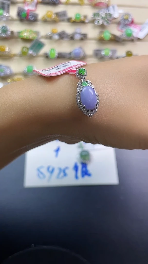 银S925镶嵌戒指翡翠翡翠 蛋面 银S925镶嵌