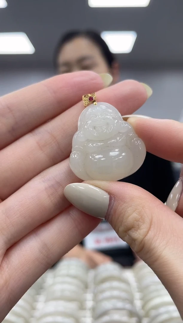 和田玉18K金镶嵌颈饰多样性拍一发一z佛公