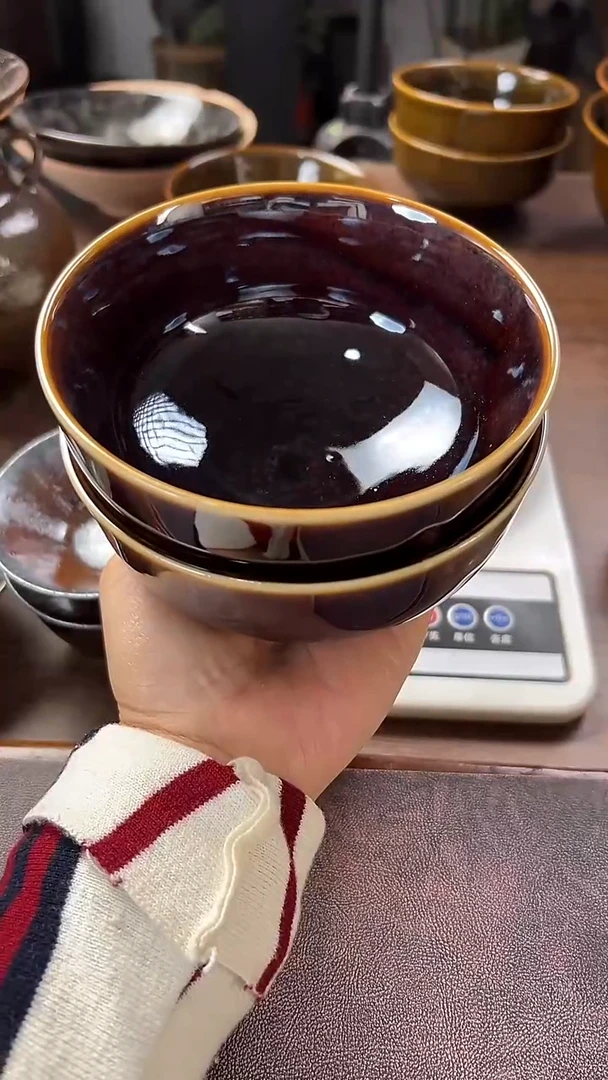 小*原矿窑变色的碗拍一发二