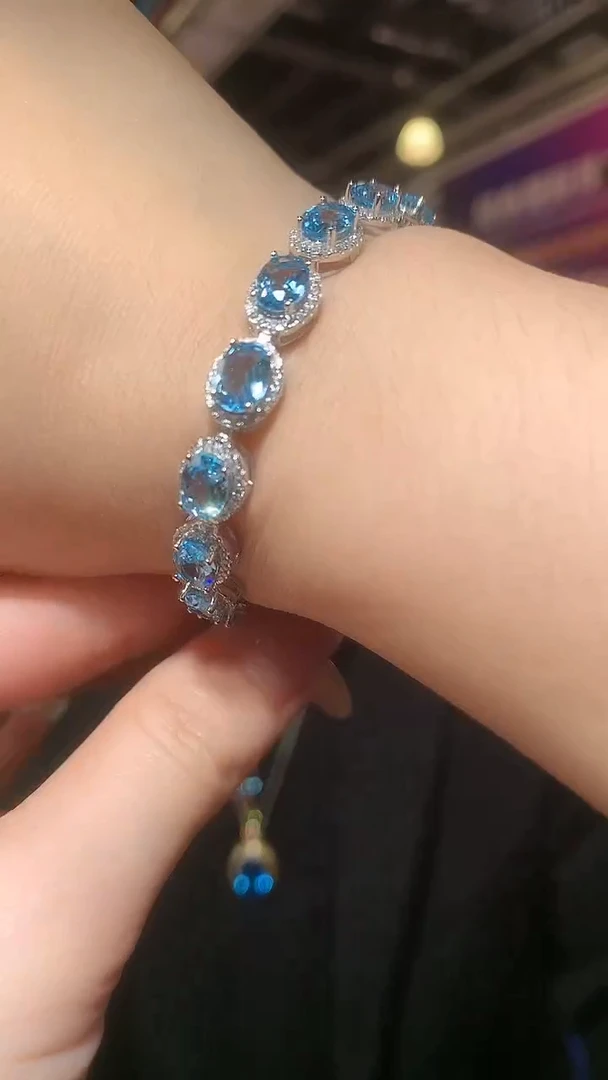 银S925镶嵌托帕石手链【宝石世家严选】