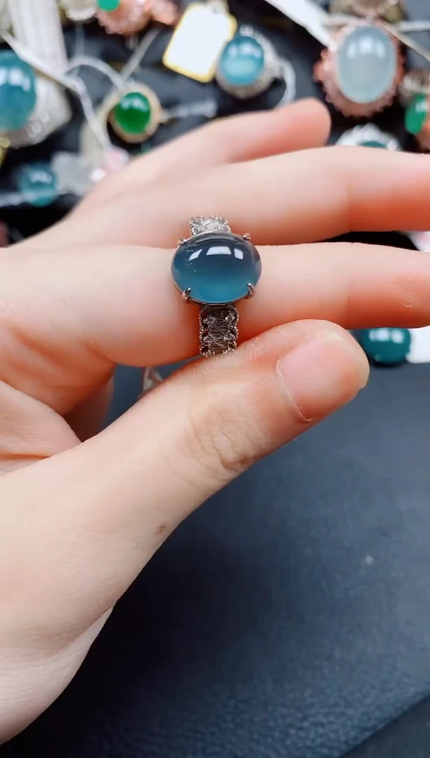 银S925镶嵌戒指翡翠翡翠