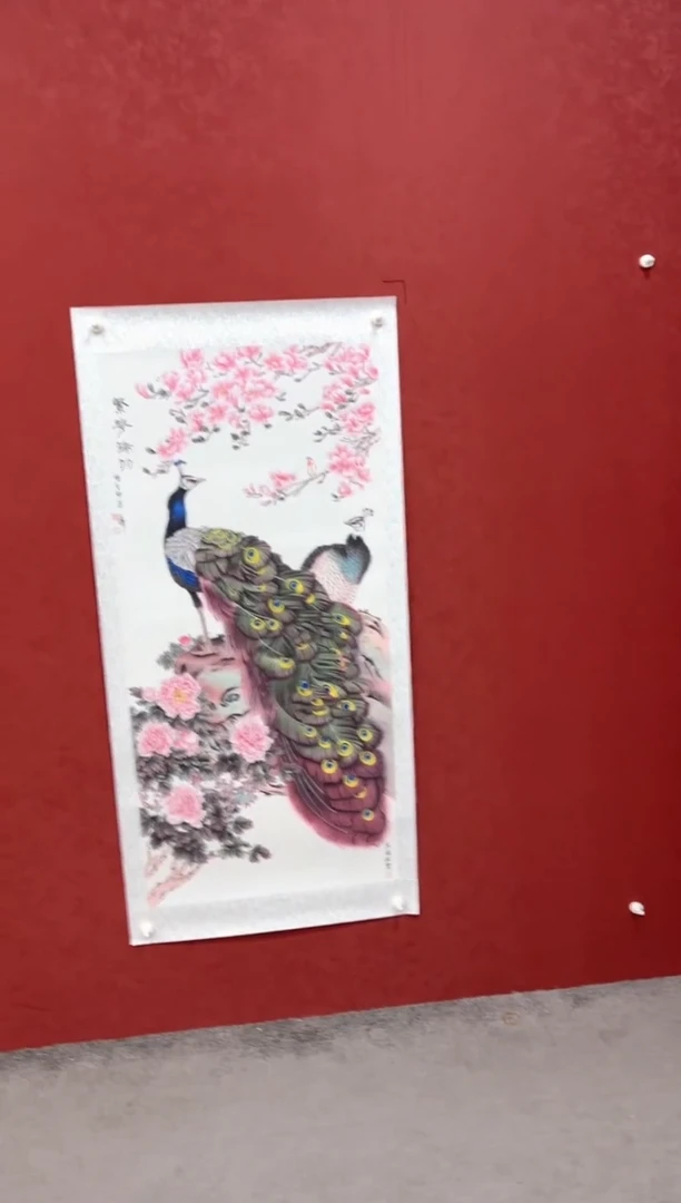 书法陈占伟 绢画孔雀