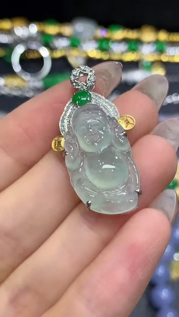翡翠18K金镶嵌吊坠(不含链)12吊坠不含链