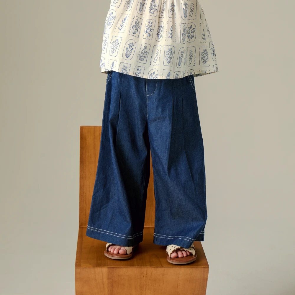 现货【蓝初】100棉直筒牛仔裤3369九分裤无弹力春装女宝百搭牛仔裤