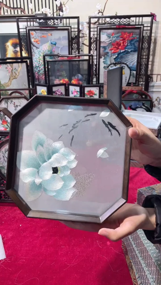 织绣织绣精品苏绣八角摆台福利