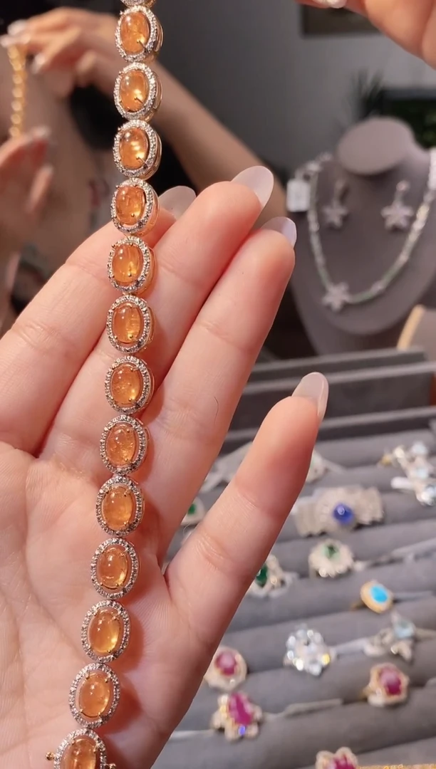 未镶嵌手链石榴石（芬达石）天然芬达石手链23.79ct