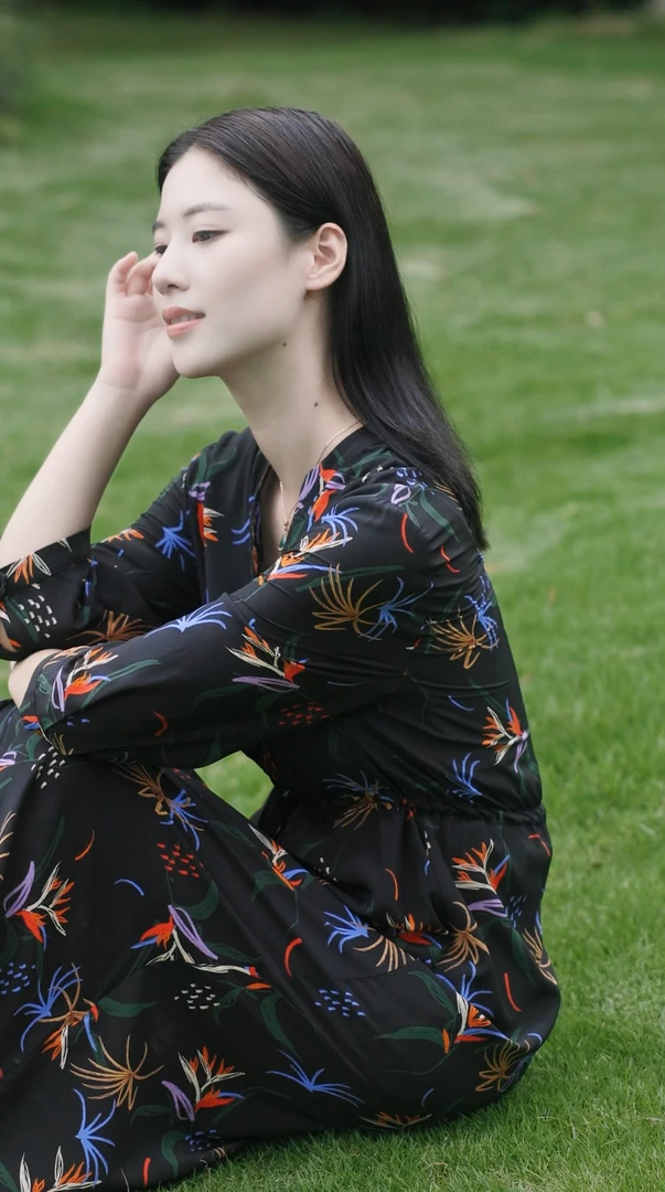 “鸢尾花开”春夏凤凰鸢尾花印花真丝连衣裙ZXQRL32508