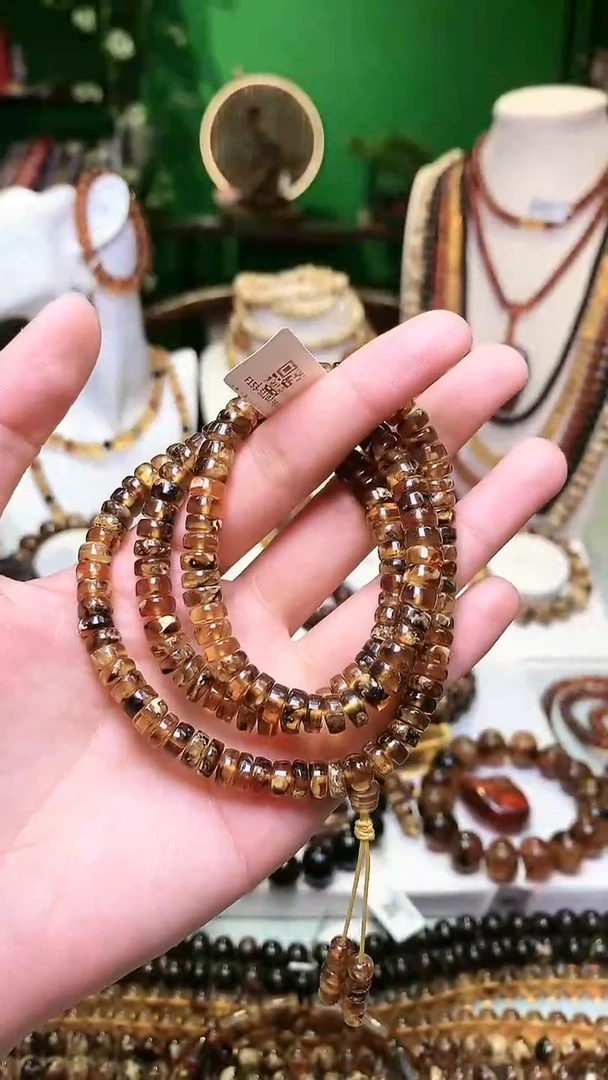 【闪购商品】琥珀裸石未镶嵌抚顺琥珀7＋花蜡直切长链