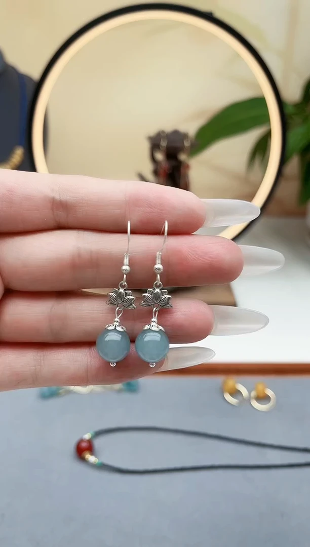 玛瑙/玉髓耳饰银S925镶嵌01