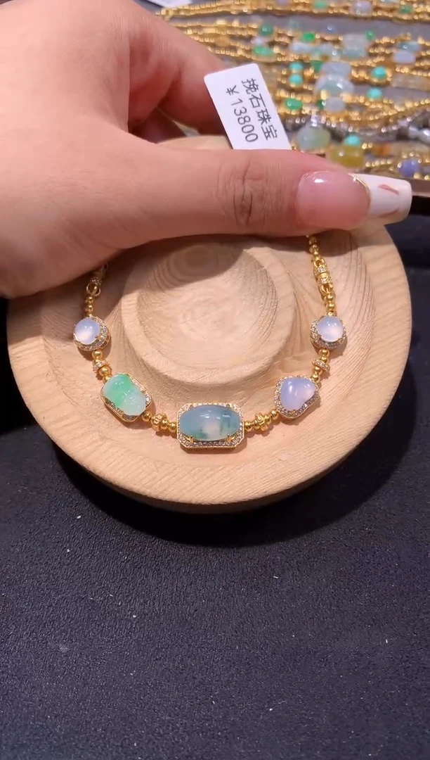 银S925镶嵌手串翡翠手链