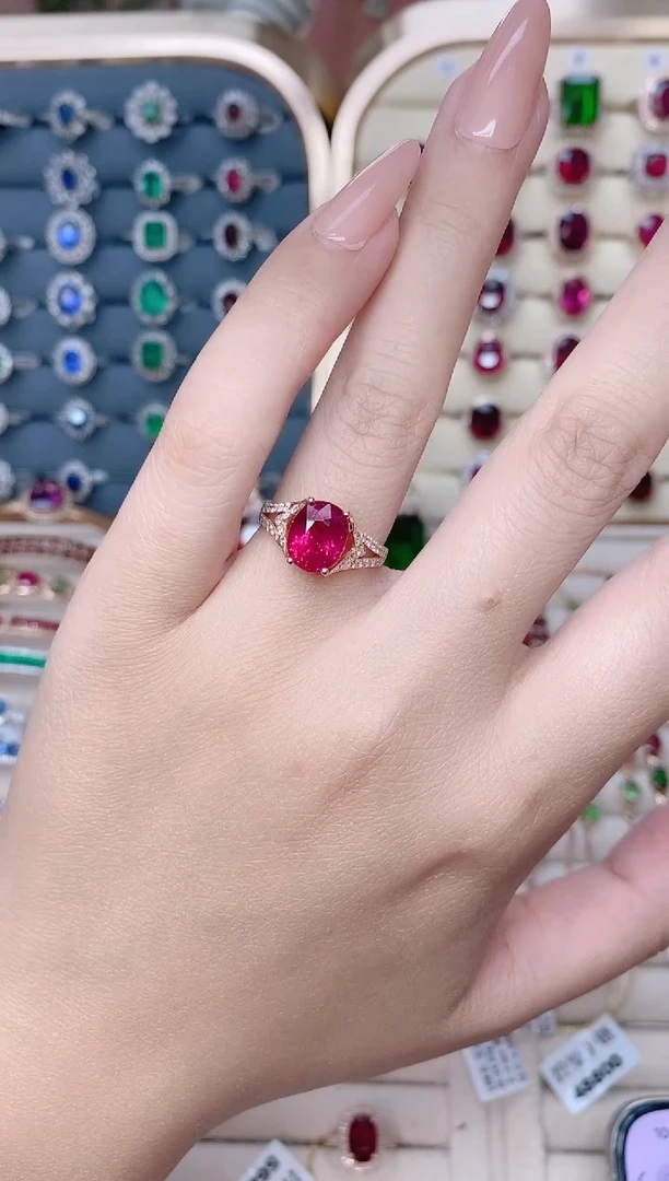 碧玺戒指18K金镶嵌卢比来3.2ct