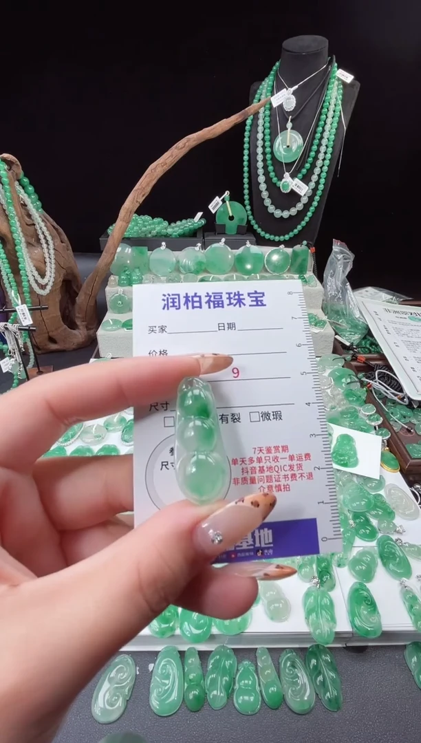 吊坠(赠链)未镶嵌石英质玉（非洲翠）3.244豆子
