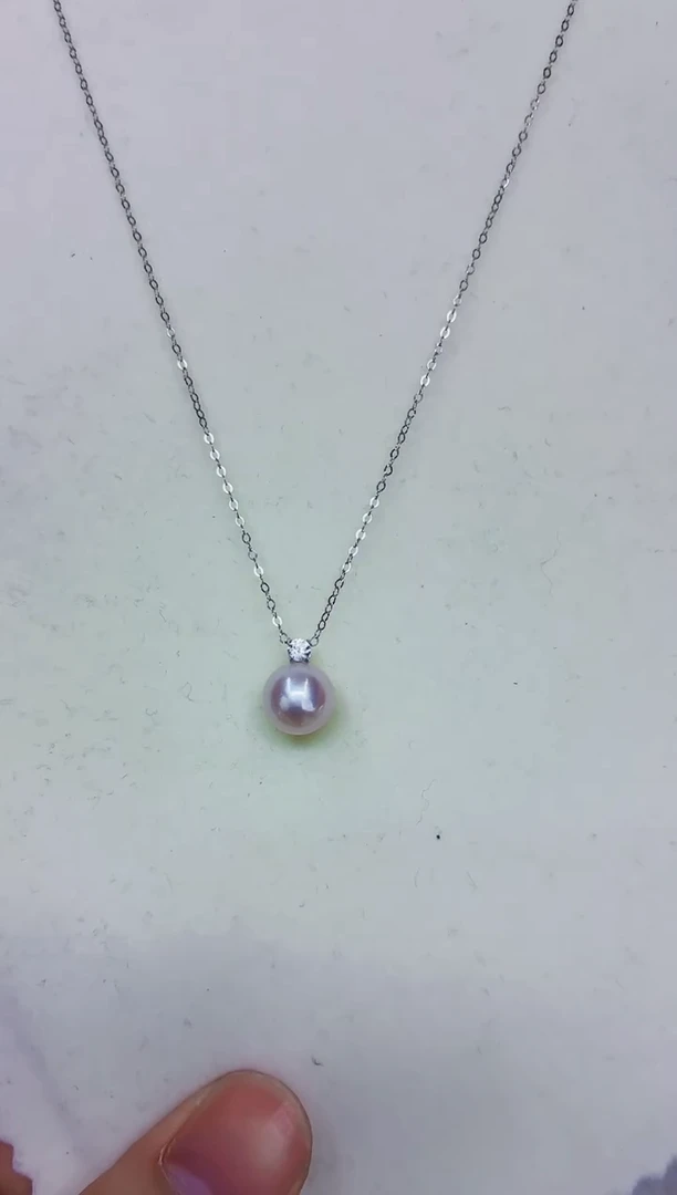 18K金镶嵌DA淡水珍珠吊坠9-10 a763