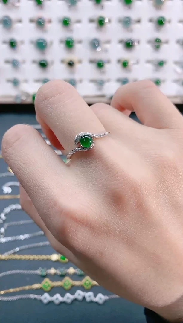 【闪购商品】翡翠戒指银S925镶嵌天然翡翠