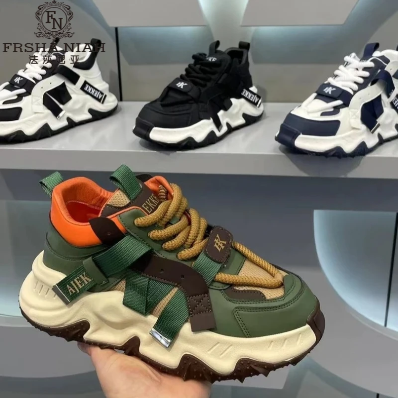 法莎尼亚耐磨厚底老爹鞋新款时尚增高男鞋潮流韩版百搭休闲运动鞋