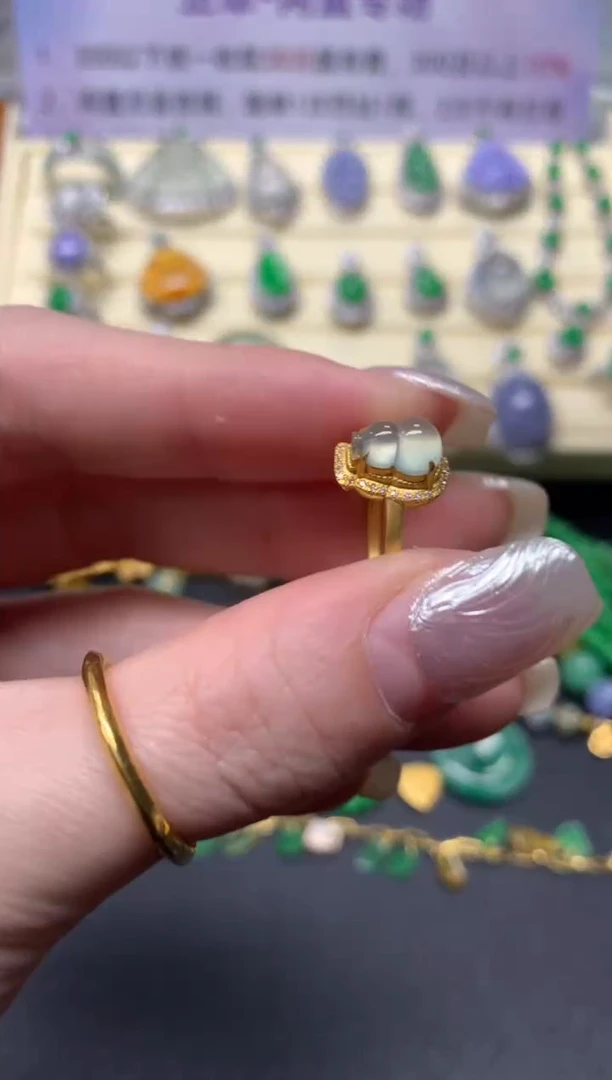 【闪购商品】翡翠戒指18K金镶嵌戒指|1800+180