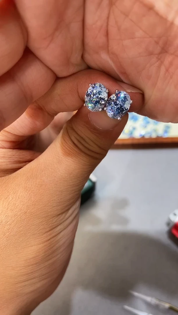 海蓝宝石耳坠银S925镶嵌........