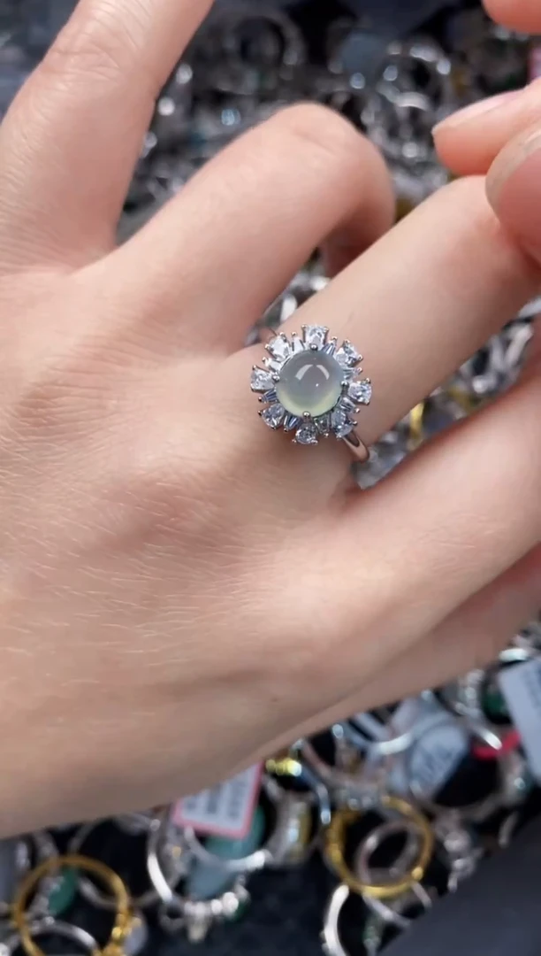 银S925镶嵌戒指翡翠10              10