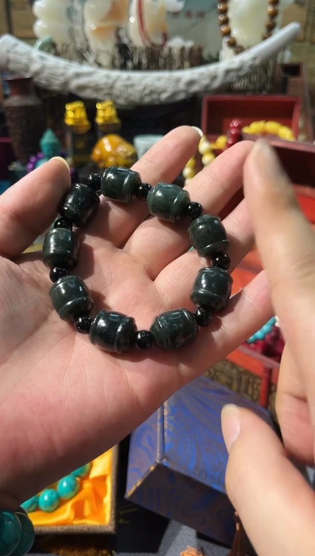 【闪购商品】和田玉（糖玉）手链未镶嵌塔青手串——主播推荐