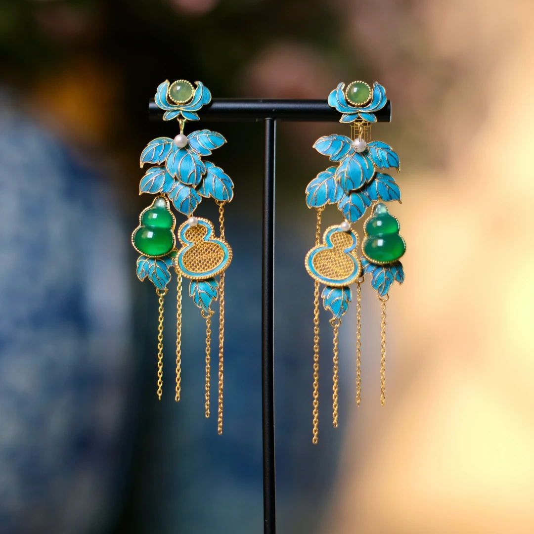 合金羽毛耳饰 殊宫葫芦耳环