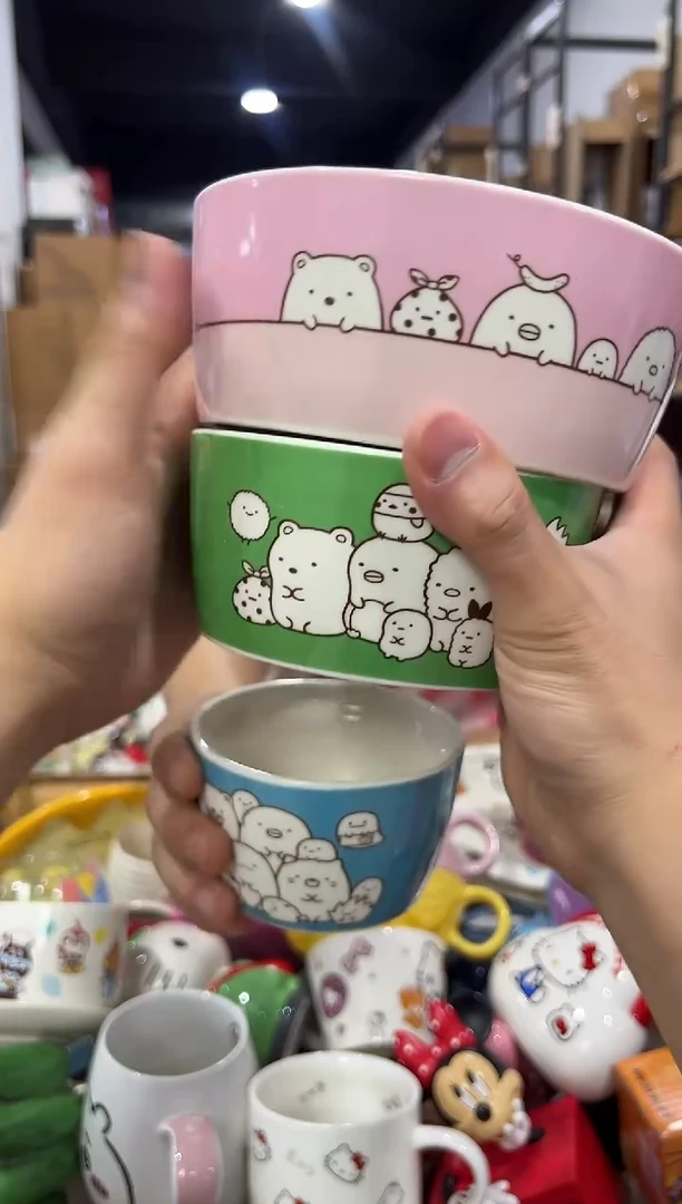 瓷片角落生物大小碗3件套