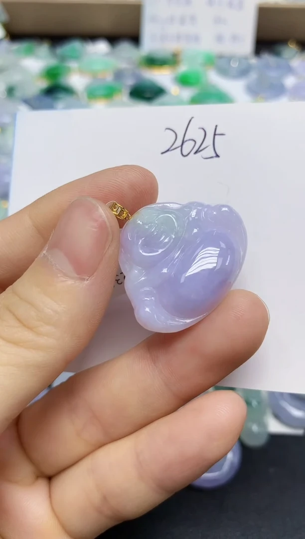 翡翠18K金镶嵌颈饰天然缅甸翡翠A货